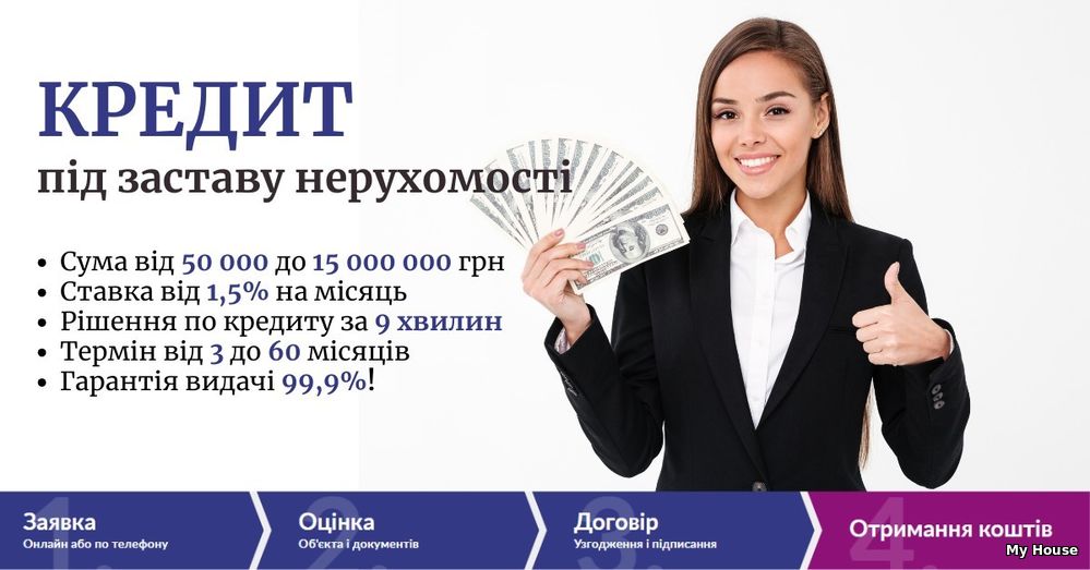 Кредит під заставу квартири готівкою Київ.