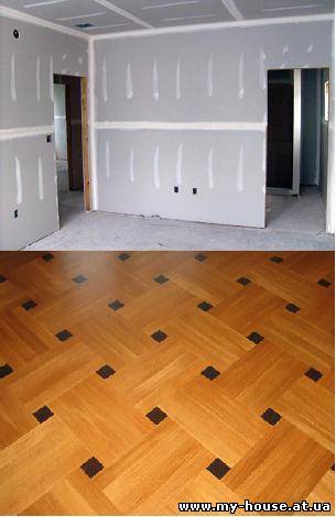 Гипсокартонные работы, шлифовка паркета