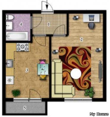 1-комнатная квартира 35,06 кв.м в ЖК Сонцтаун