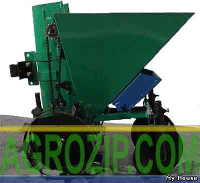 Картофелесажалка Дикий Вепр с бункером под удобрения для мотоблока